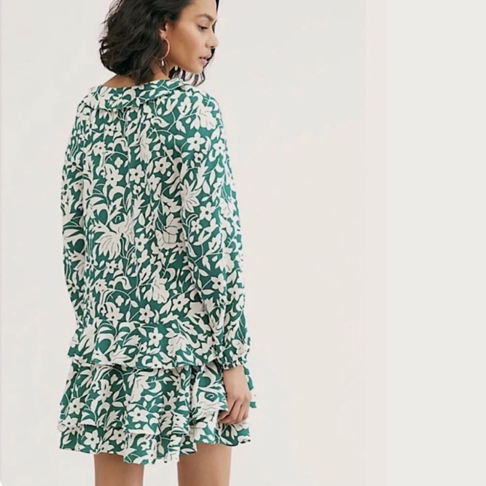 Free People Rebecca green & white floral mini dress - Picture 2 of 10